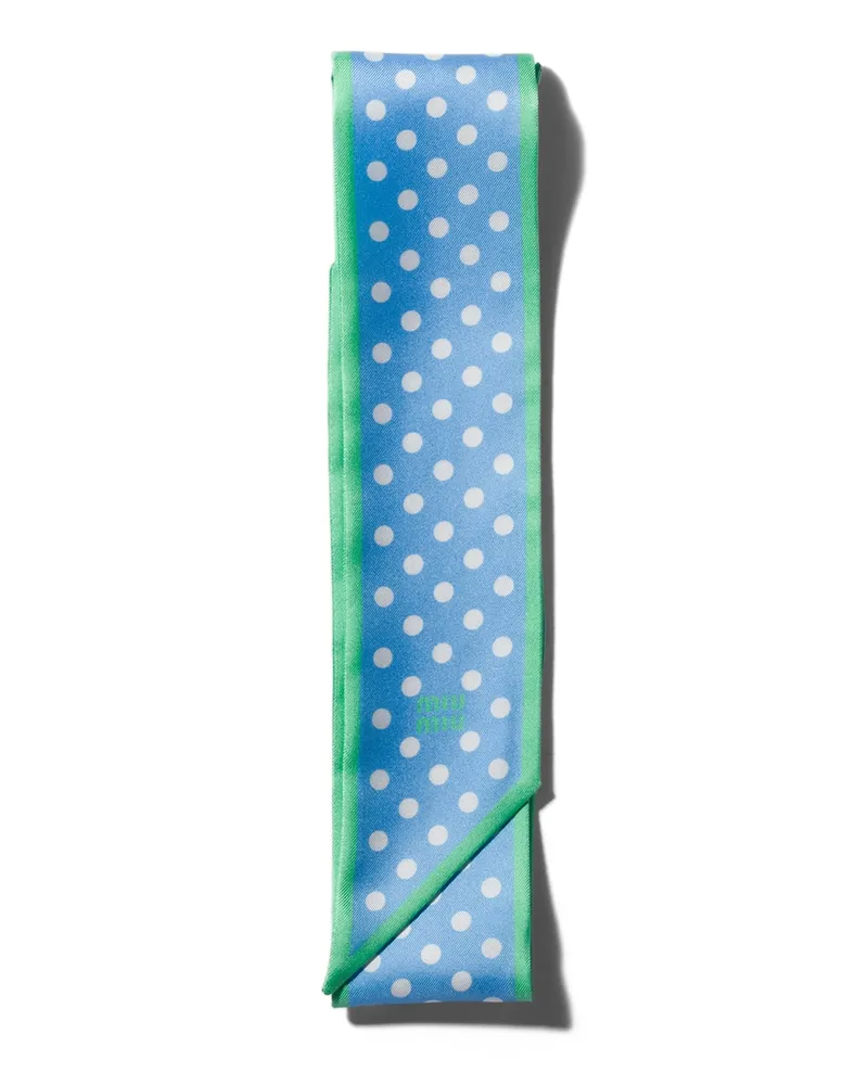 Miu Miu Schal Aus Bedrucktem Twill, Damen, Periwinkle/jade Periwinkle