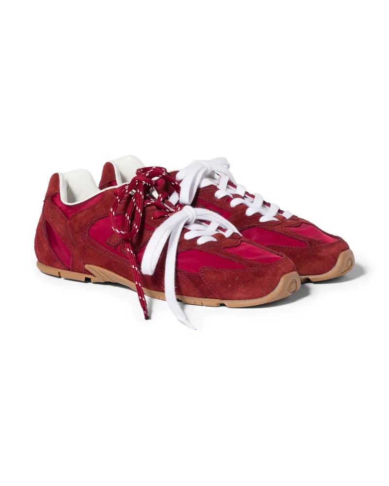 Miu Miu New Balance X  530 Sl Sneaker Aus Funktionsmaterial Und Veloursleder, Damen, Kirschrot, Größe Kirschrot
