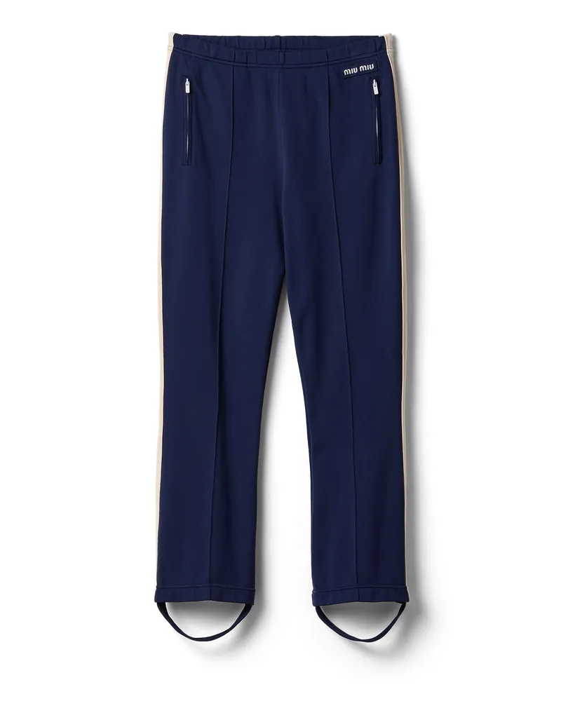 Miu Miu Hose Aus Funktionsgewebe, Damen, Blau/elfenbein, Größe Blau