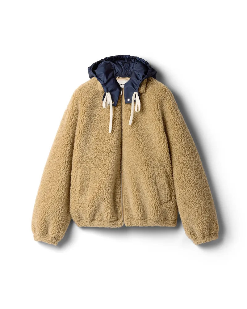 Miu Miu Blousonjacke Aus Fleece, Damen, Sojagrün, Größe Sojagrün