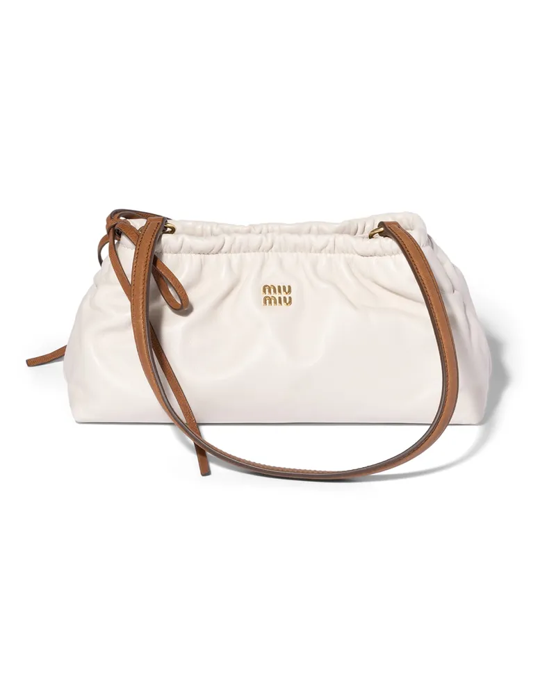 Miu Miu Pouch Aus Nappa-leder, Damen, Weiss/karamell Weiss