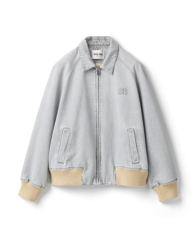 Miu Miu Blousonjacke Aus Denim, Damen, Grau, Größe Grau