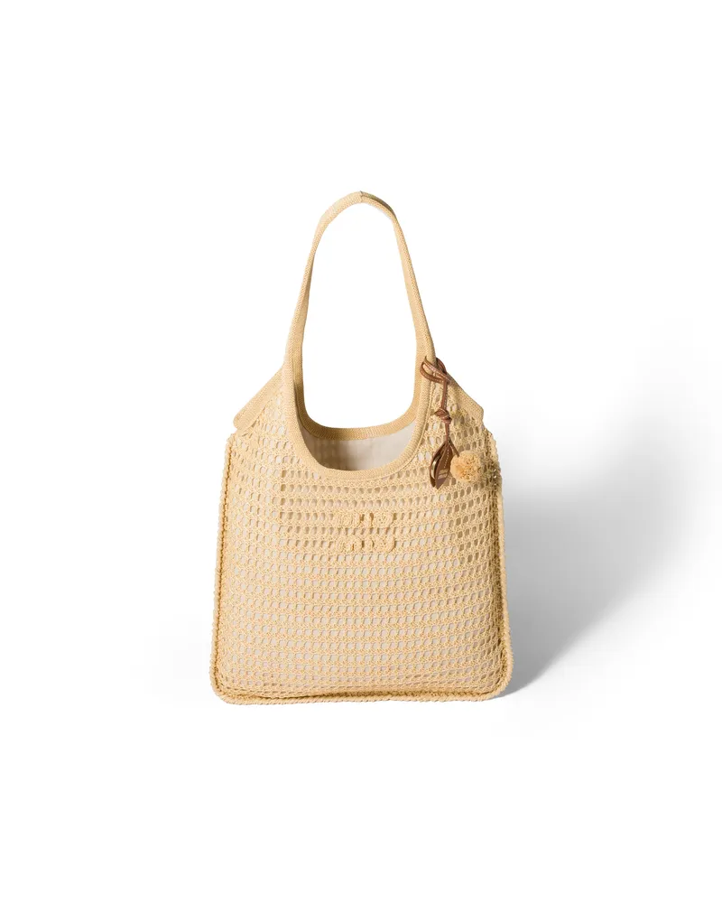 Miu Miu Ivy Häkeltasche Aus Raphiabast, Damen, Natur Natur