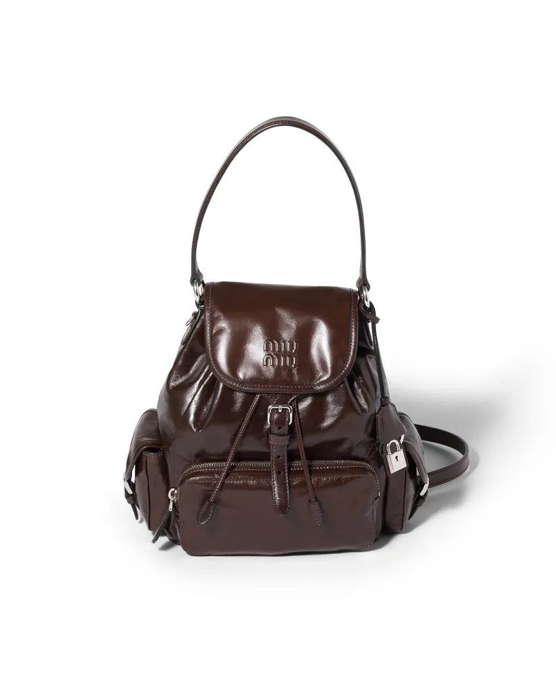 Miu Miu Rucksack Aus Leder, Damen, Dunkelbraun Dunkelbraun