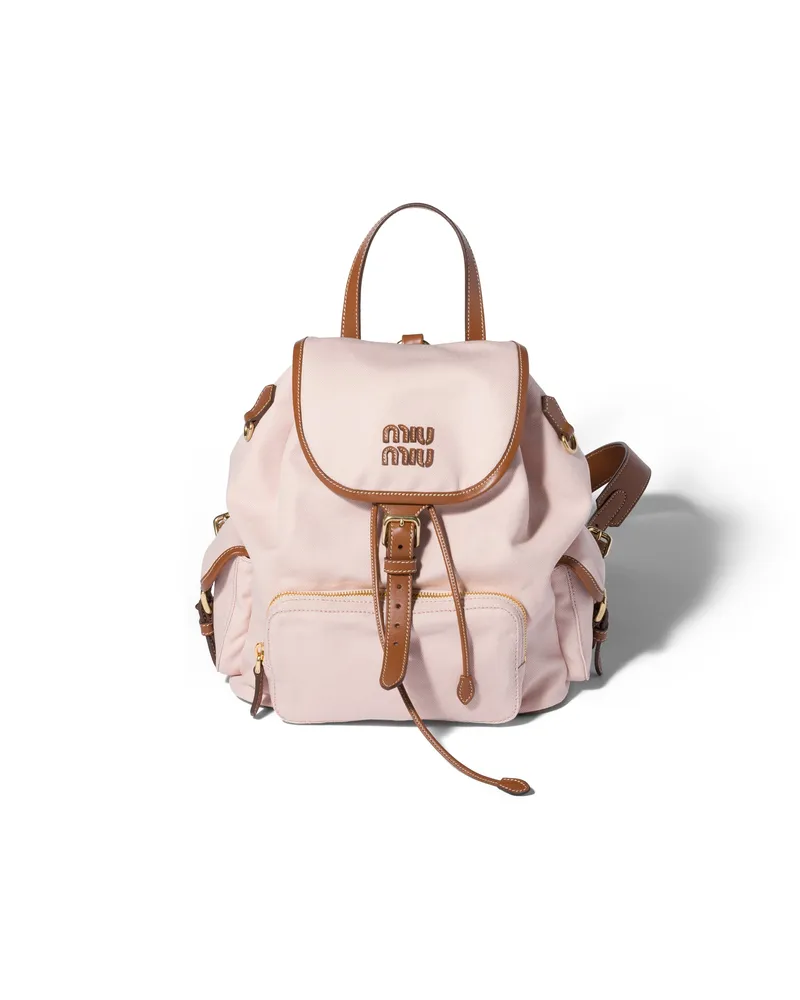 Miu Miu Rucksack Aus Canvas Und Leder, Damen, Pfirsich/brandy Pfirsich
