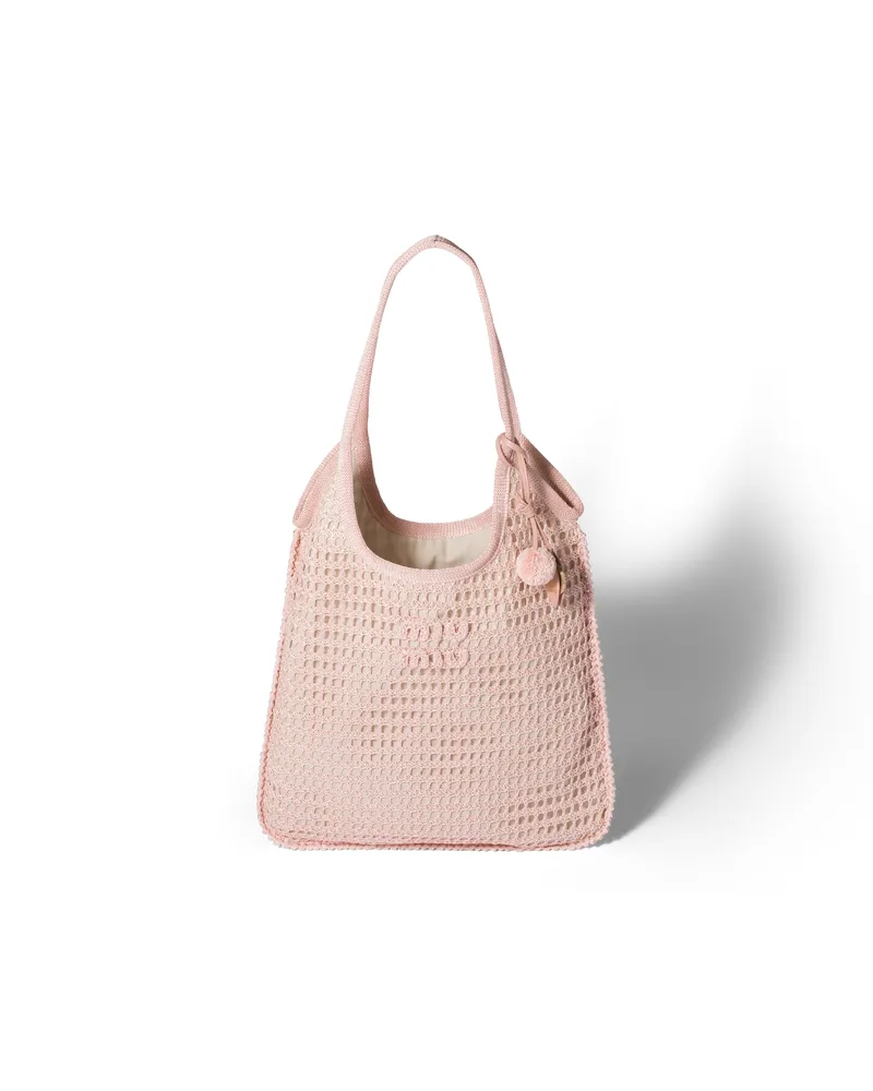 Miu Miu Ivy Häkeltasche Aus Raphiabast, Damen, Orchideenrosa Orchideenrosa