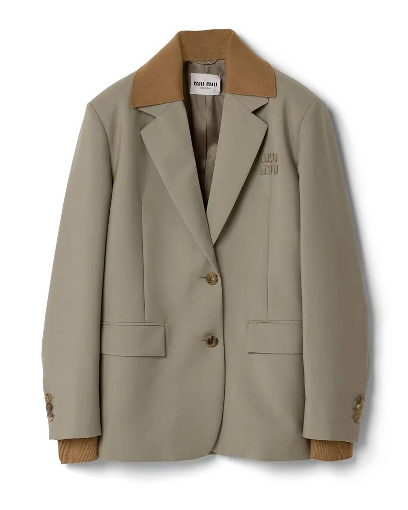 Miu Miu Einreihige Jacke Aus Kid Mohair, Damen, Beige, Größe Beige