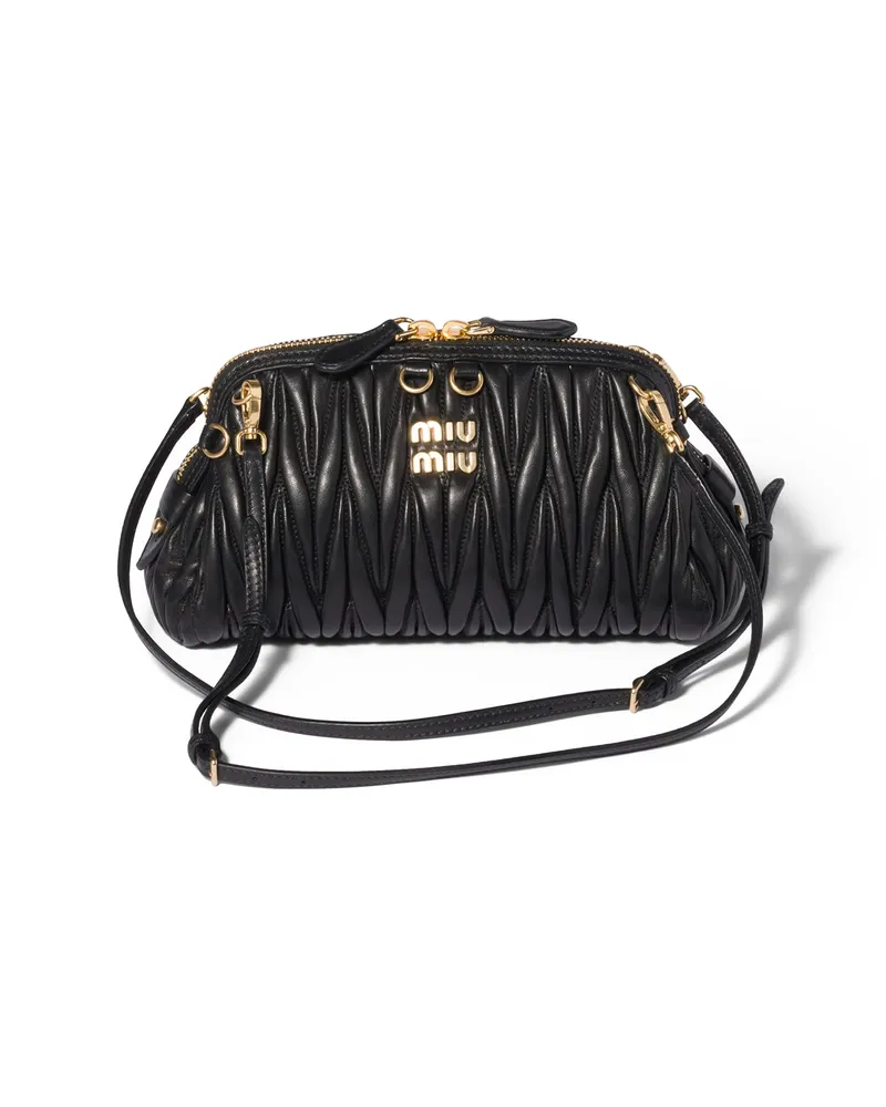 Miu Miu Caprice Clutch Aus Matelassé-nappaleder, Damen, Schwarz Schwarz