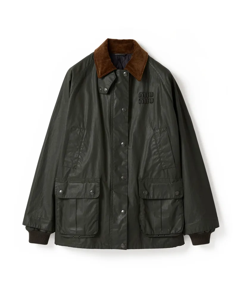 Miu Miu Cabanjacke Aus Popeline Mit Kunstharz-finish, Damen, Waldgrün, Größe Waldgrün