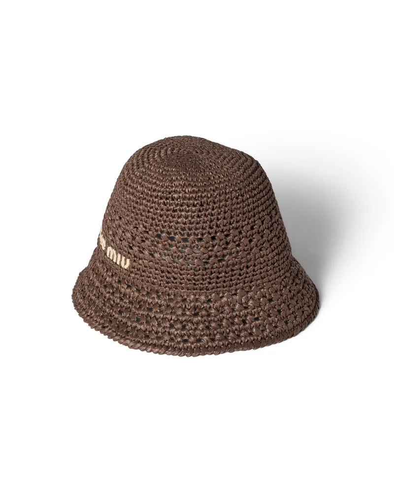 Miu Miu Hut Aus Webstoff, Damen, Kakaobraun/natur, Größe Kakaobraun