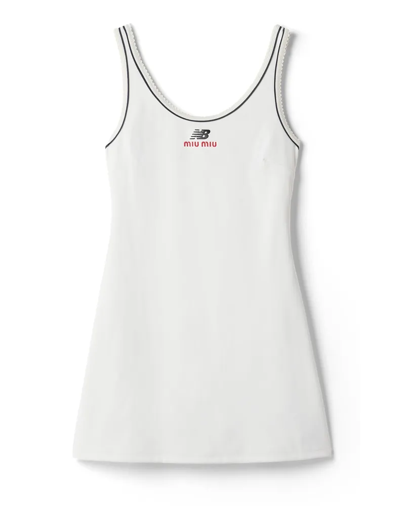 Miu Miu Minikleid Aus Technischem Stretch-jersey, Damen, Weiss, Größe Weiss