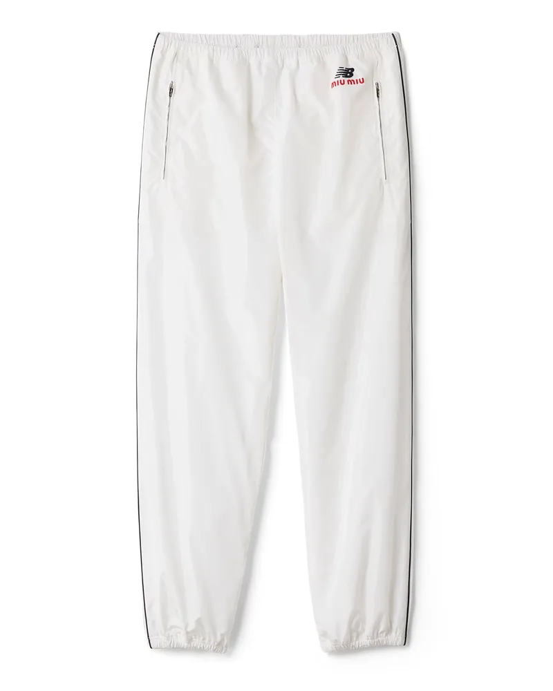 Miu Miu Jogginghose Aus Technischem Popeline, Damen, Weiss, Größe Weiss
