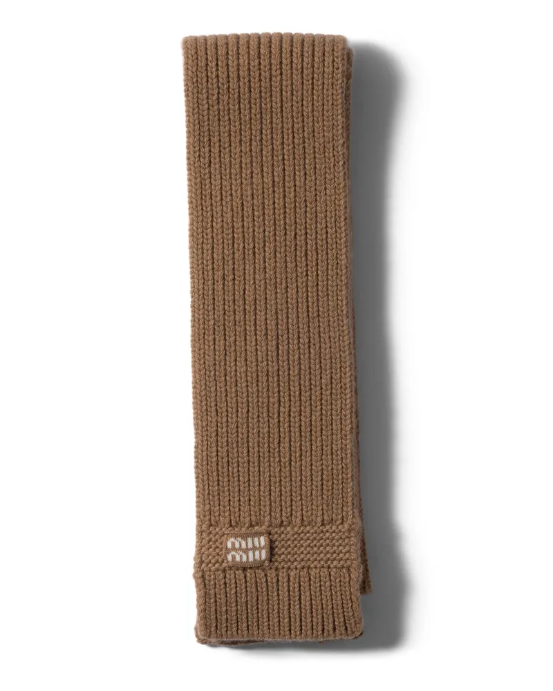Miu Miu Schal Aus Wolle Und Kaschmir, Damen, Kamelbraun Kamelbraun