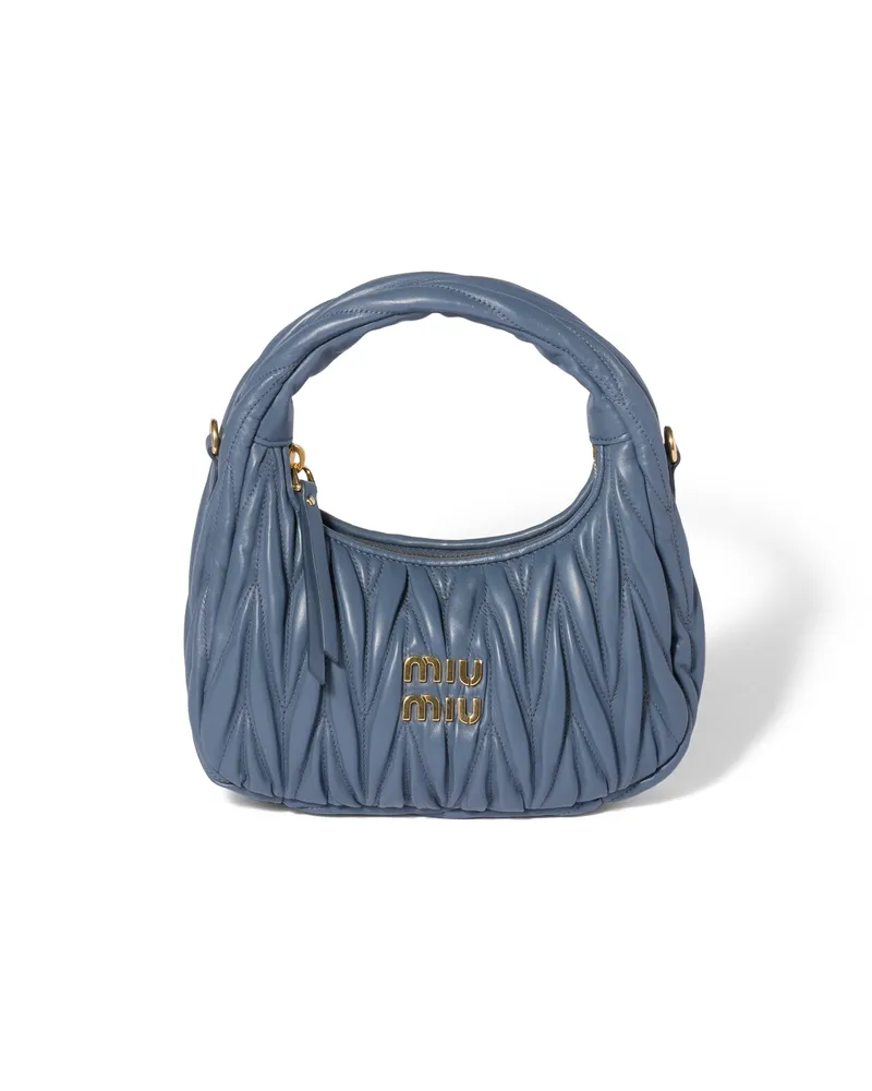 Miu Miu Wander Hobo Bag Aus Matelassé-nappaleder, Damen, Aviation/blau Aviation