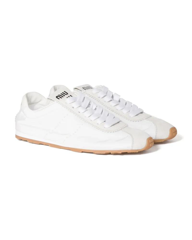 Miu Miu Plume Sneaker Aus Funktionsgewebe Und Wildleder, Damen, Weiss, Größe Weiss