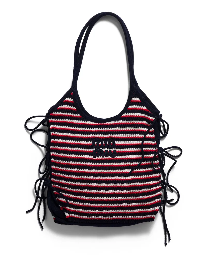 Miu Miu Ivy Häkeltasche, Damen, Blau/rot Blau