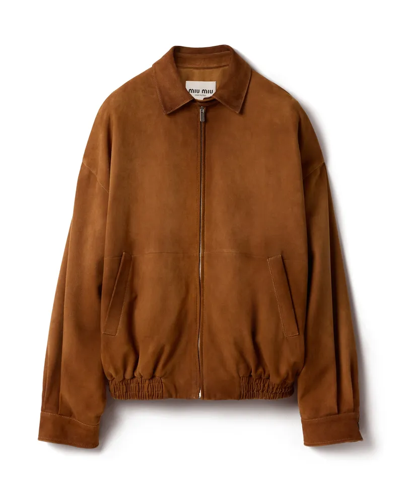 Miu Miu Jacke Aus Wildleder, Damen, Zimt, Größe Zimt