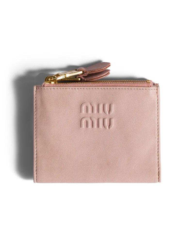 Miu Miu Kleine Geldbörse Aus Nappa-leder, Damen, Pfirsich Pfirsich