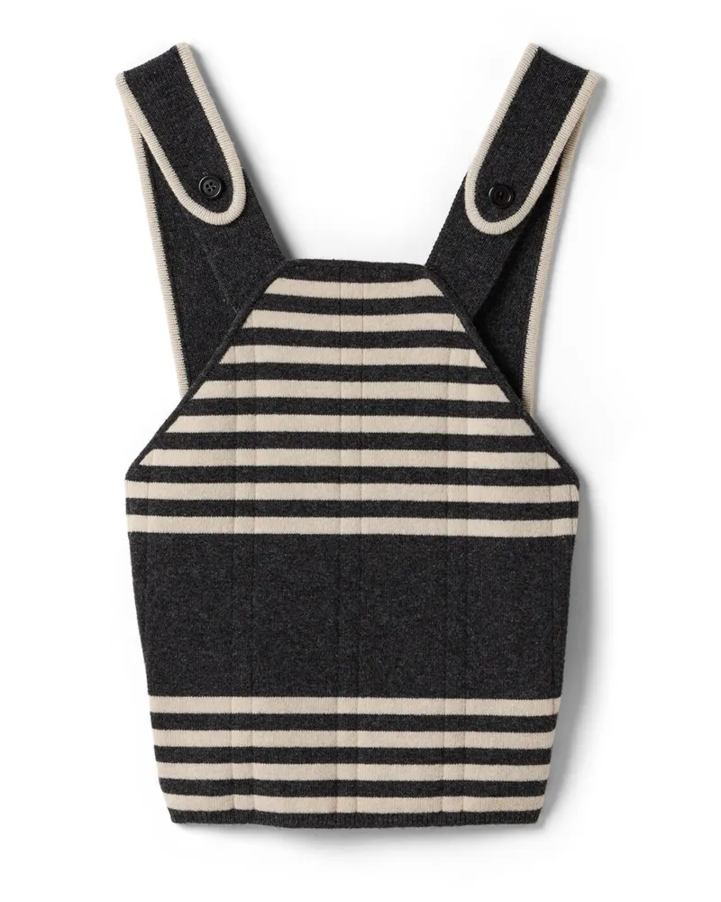 Miu Miu Tanktop Aus Wolle Und Kaschmir, Damen, Anthrazitgrau/wüstenbeige, Größe Anthrazitgrau