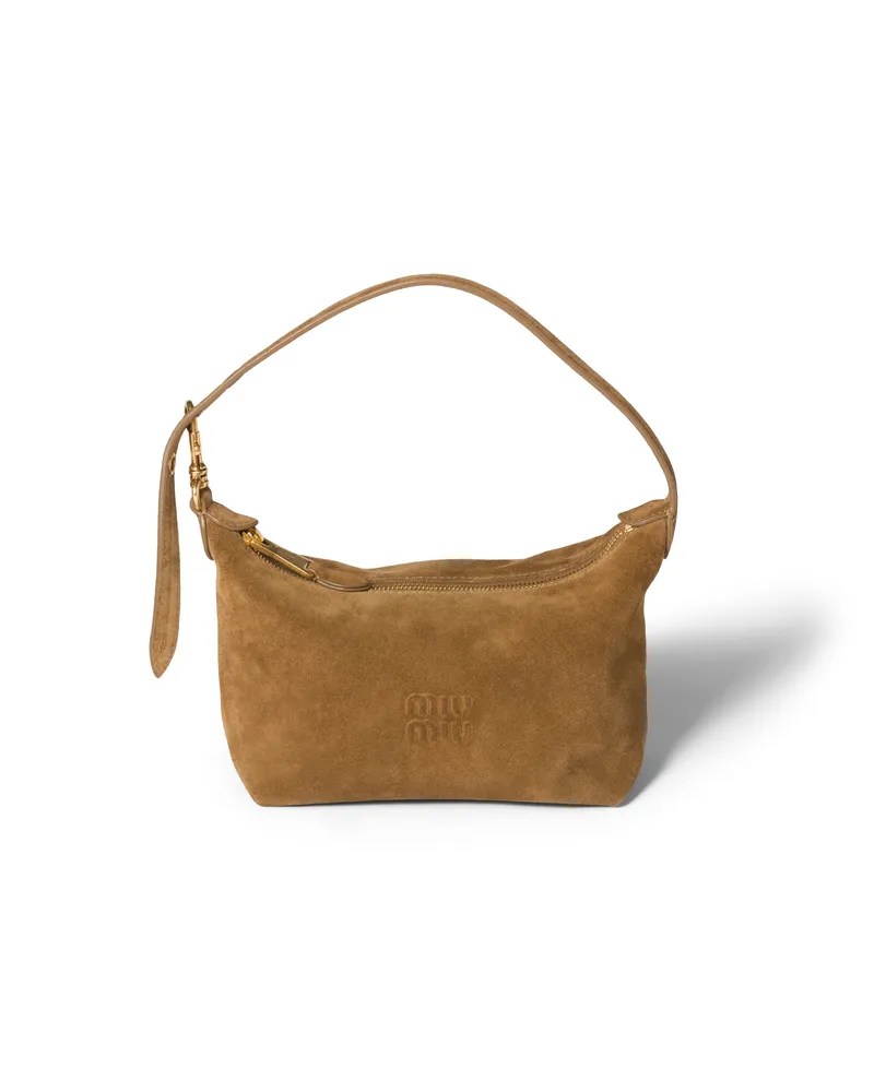 Miu Miu Pouch Aus Wildleder, Damen, Olivgrün Olivgrün