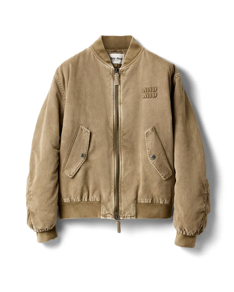 Miu Miu Bomberjacke Aus Garment-dyed-gabardine, Damen, Tundra, Größe Tundra