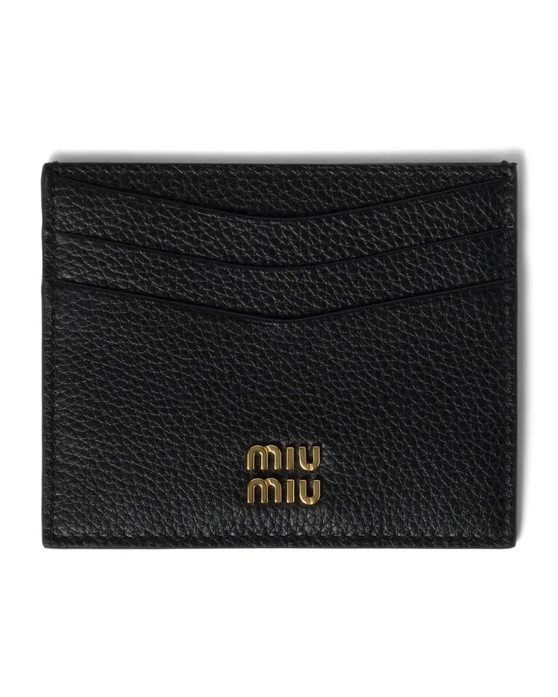 Miu Miu Kartenetui Aus Leder, Damen, Schwarz Schwarz