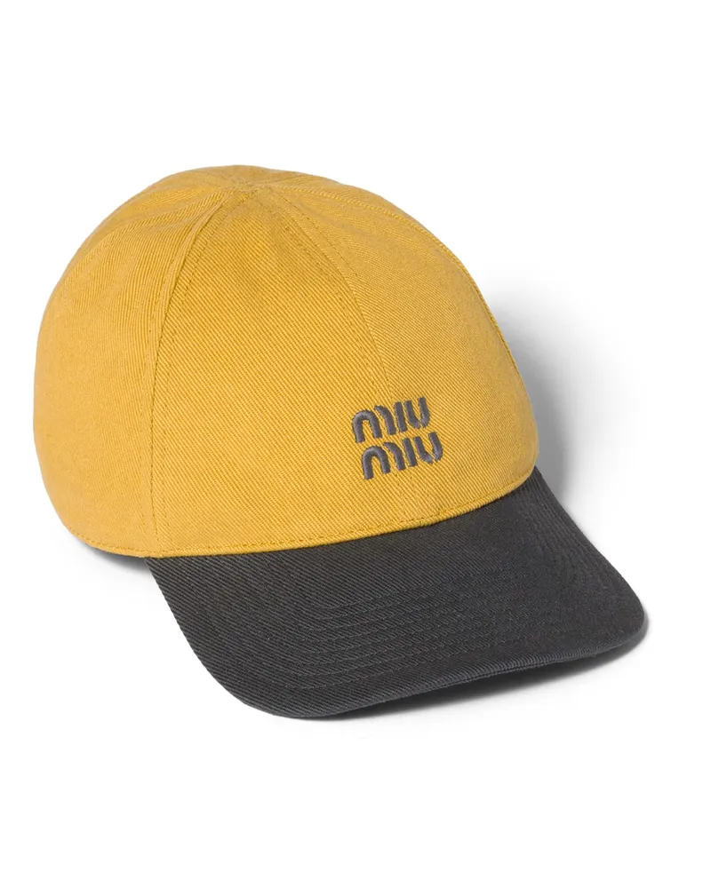 Miu Miu Baseballkappe Aus Drillich, Damen, Topas/anthrazit, Größe Topas