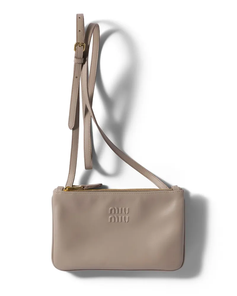 Miu Miu Pouch Aus Leder, Damen, Bimsstein Bimsstein