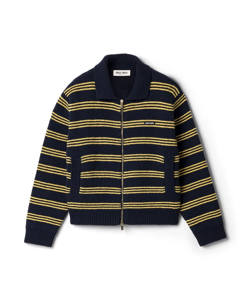 Miu Miu Strickjacke Aus Wolle Und Kaschmir, Damen, Blau, Größe Blau