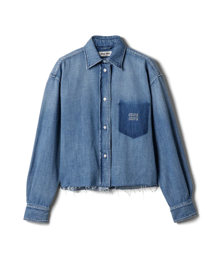 Miu Miu Hemd Aus Denim, Damen, Hellblau, Größe Hellblau
