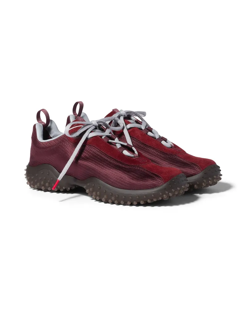 Miu Miu Bubble Sneaker Aus Technischem Gewebe Und Veloursleder, Damen, Burgunderrot, Größe Burgunderrot