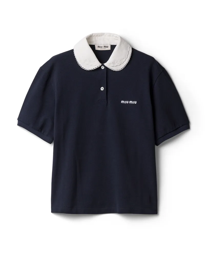 Miu Miu Poloshirt Aus Piqué, Damen, Blau, Größe Blau