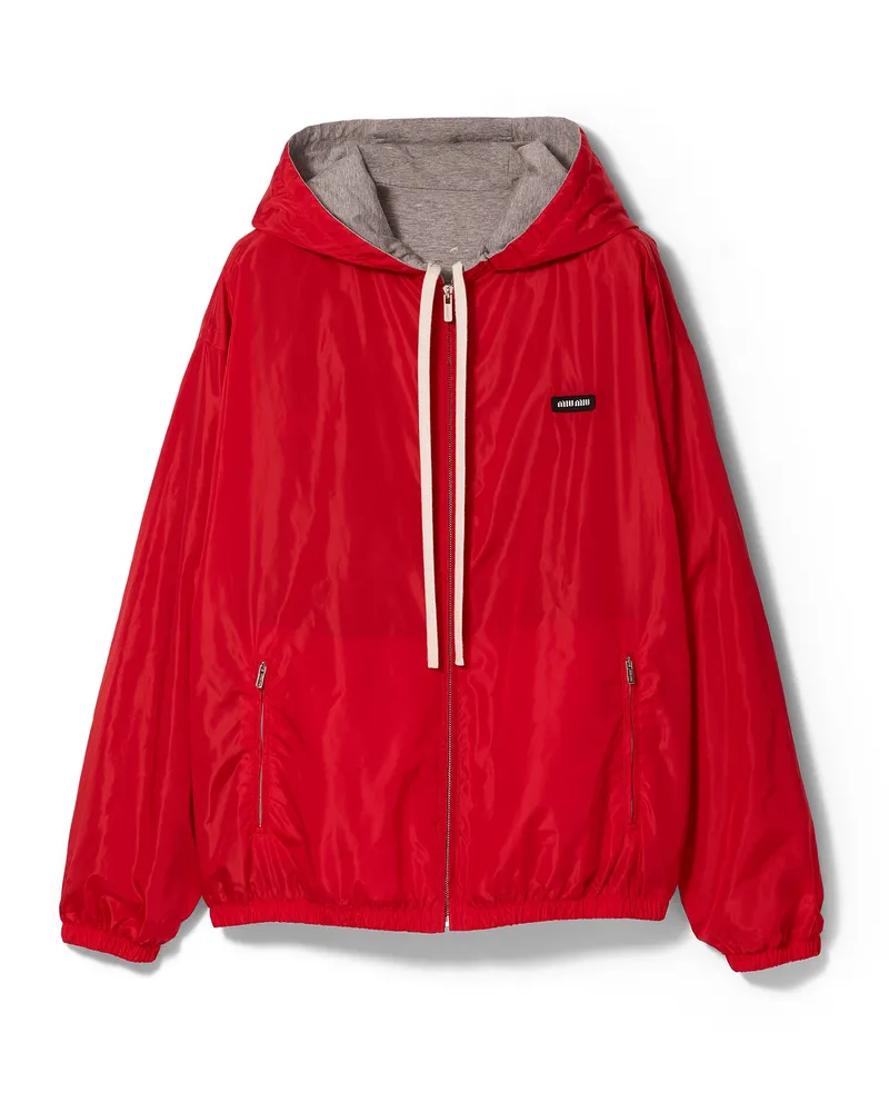 Miu Miu Wendbare Blousonjacke Aus Funktionsgewebe Und Jersey, Damen, Rot/grau, Größe Rot