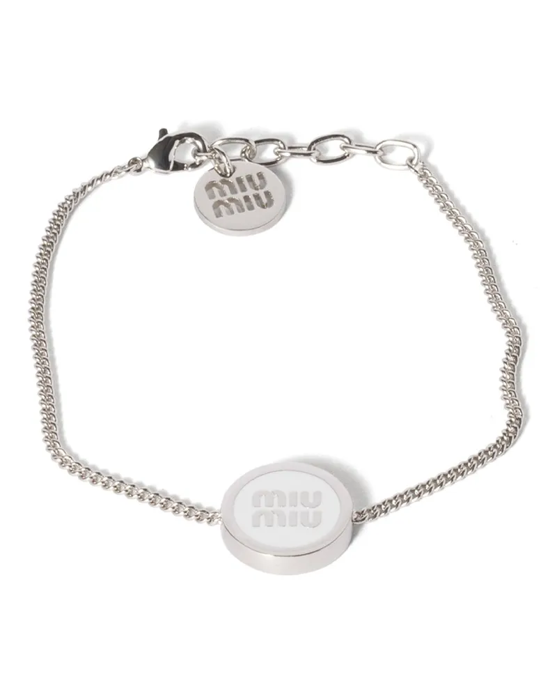 Miu Miu Armband Aus Emailliertem Metall, Damen, Weiss Weiss
