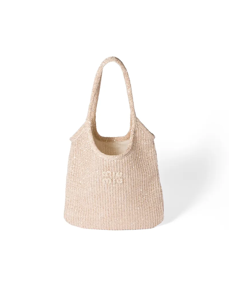 Miu Miu Ivy Tasche Aus Mesh Mit Pailletten, Damen, Puderrosa Puderrosa