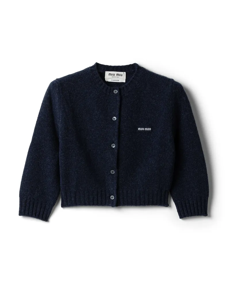 Miu Miu Strickjacke Aus Wolle Und Kaschmir, Damen, Blau, Größe Blau