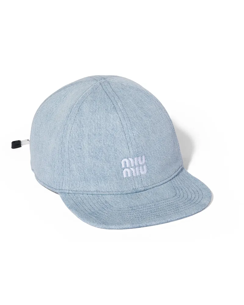 Miu Miu Baseballkappe Aus Denim, Damen, Blau/weiss, Größe Blau