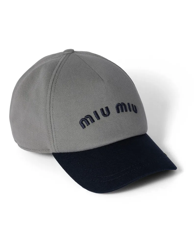 Miu Miu Baseballkappe Aus Drill, Damen, Marmorgrau/blau, Größe Marmorgrau