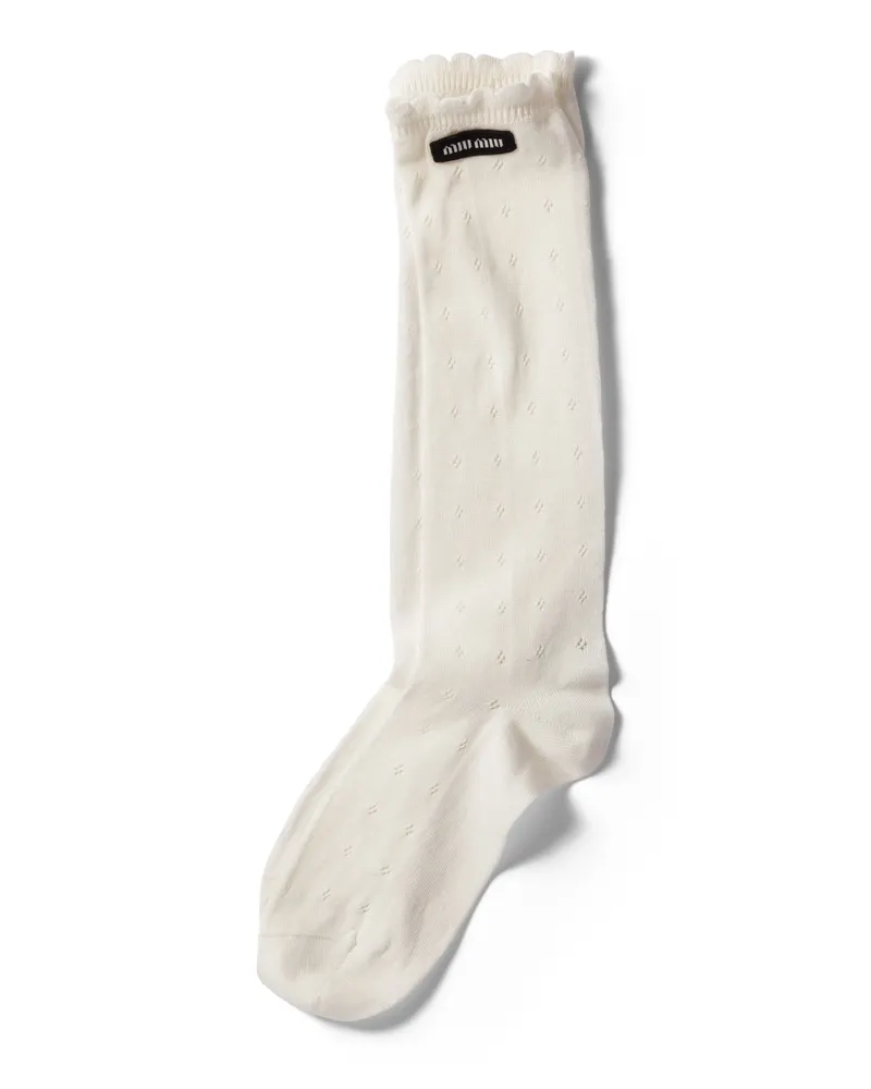 Miu Miu Socken Aus Baumwolle, Damen, Natur, Größe Natur