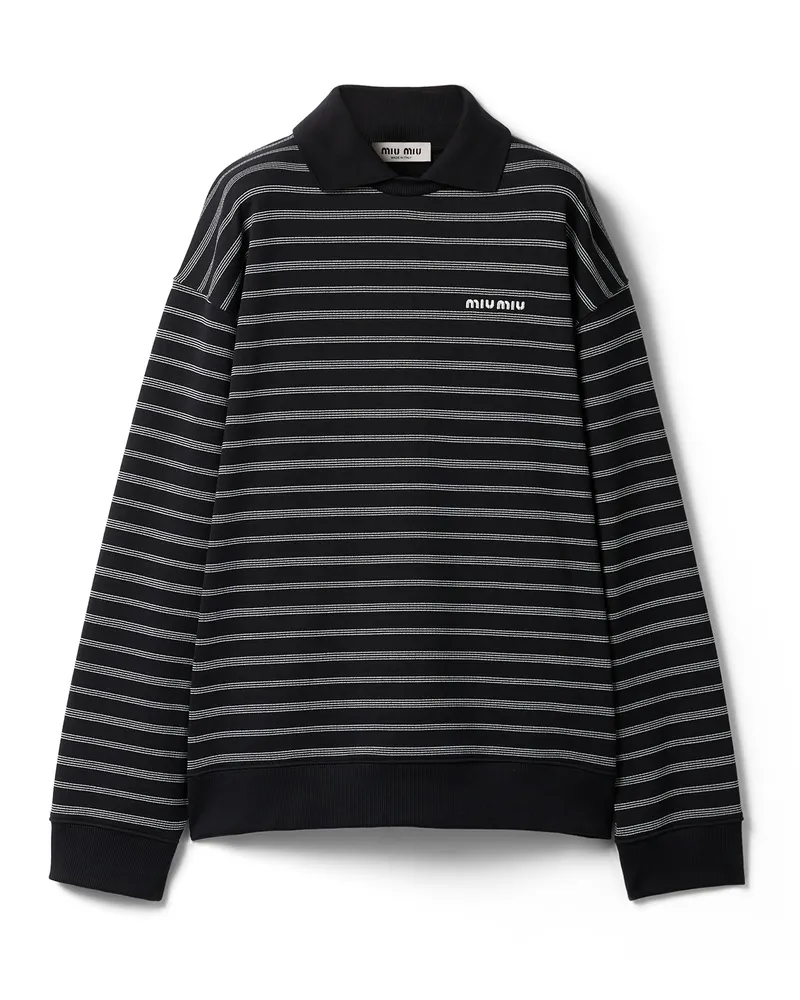 Miu Miu Sweatshirt Aus Baumwolle, Damen, Schwarz/weiss, Größe Schwarz