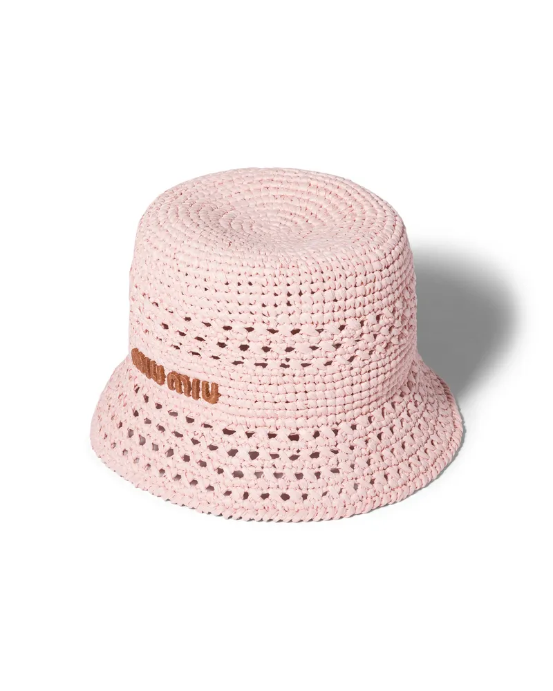 Miu Miu Hut Aus Webstoff, Damen, Orchideenrosa/cognac, Größe Orchideenrosa