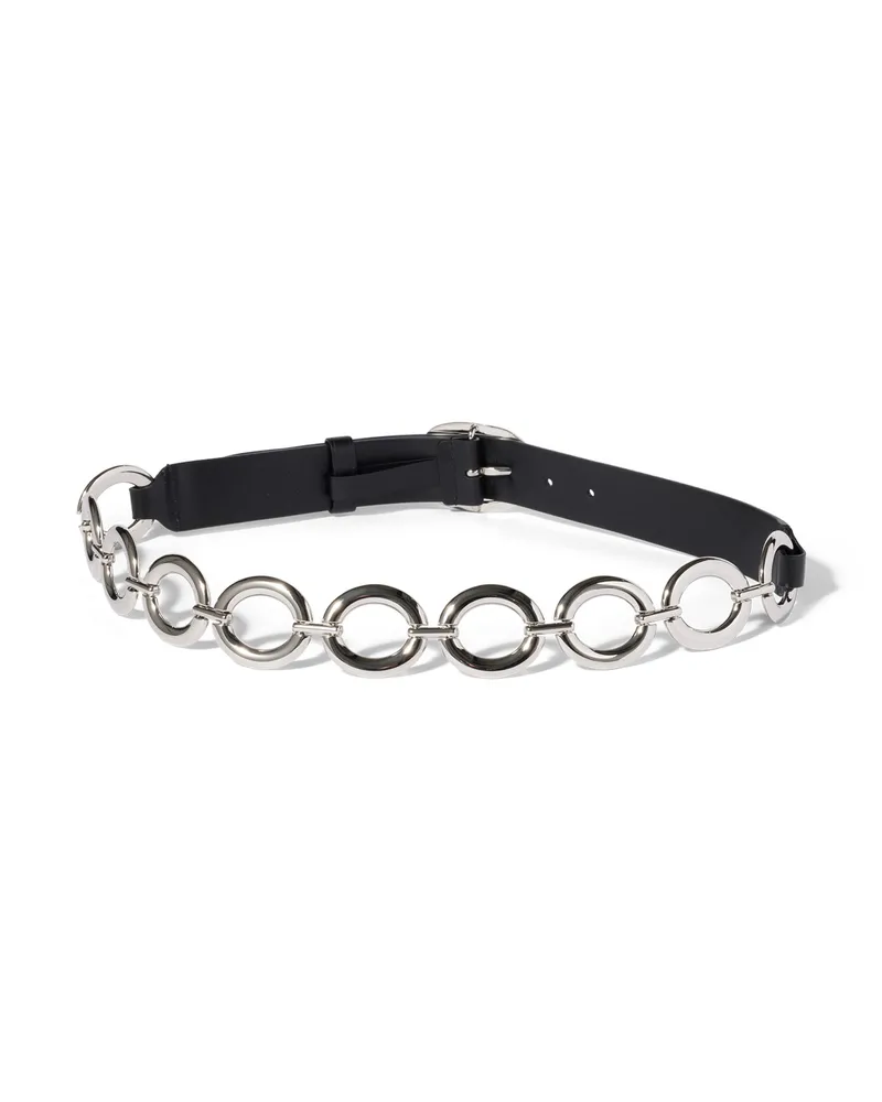 Miu Miu Gürtel Aus Leder Und Metall, Damen, Schwarz, Größe Schwarz