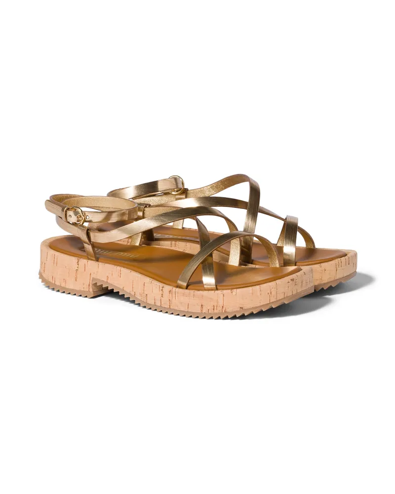 Miu Miu Sandalen Aus Metallic-leder, Damen, Platin, Größe Platin