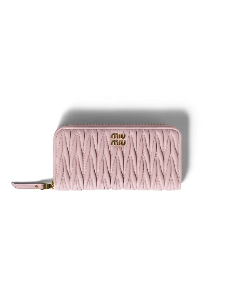 Miu Miu Große Geldbörse Aus Matelassé-nappaleder, Damen, Alabasterrosa Alabasterrosa