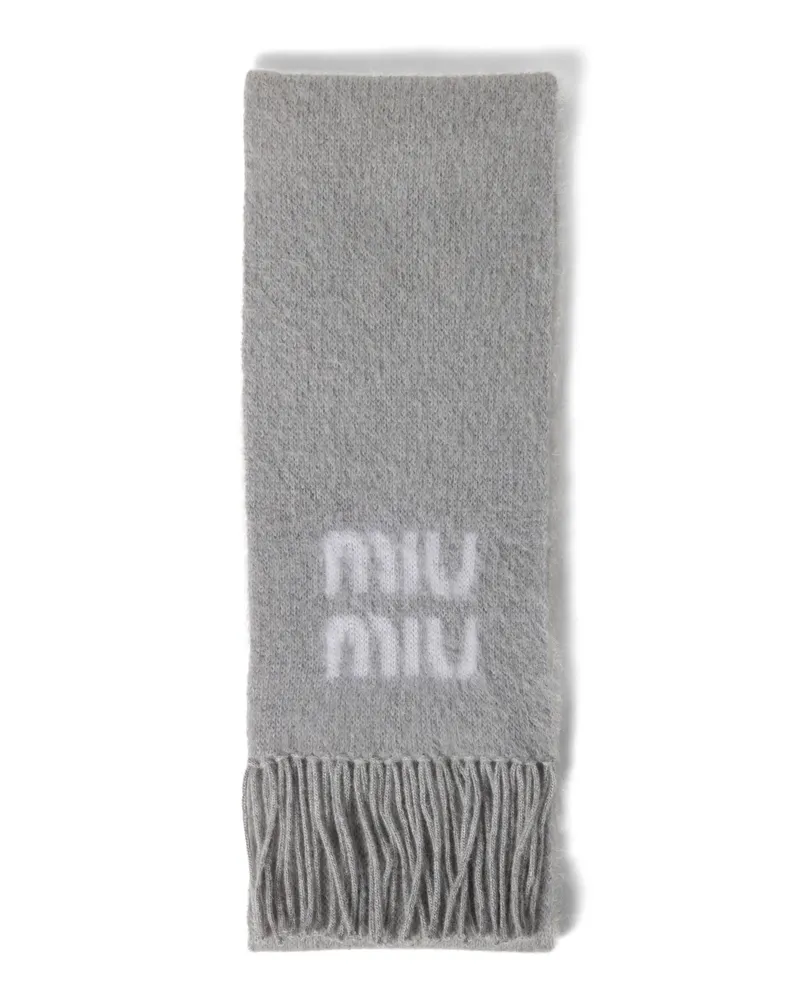 Miu Miu Schal Aus Wolle Und Mohair, Damen, Grau Grau