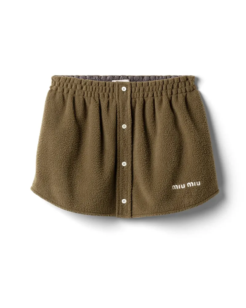 Miu Miu Minirock Aus Fleece, Damen, Olivgrün, Größe Olivgrün