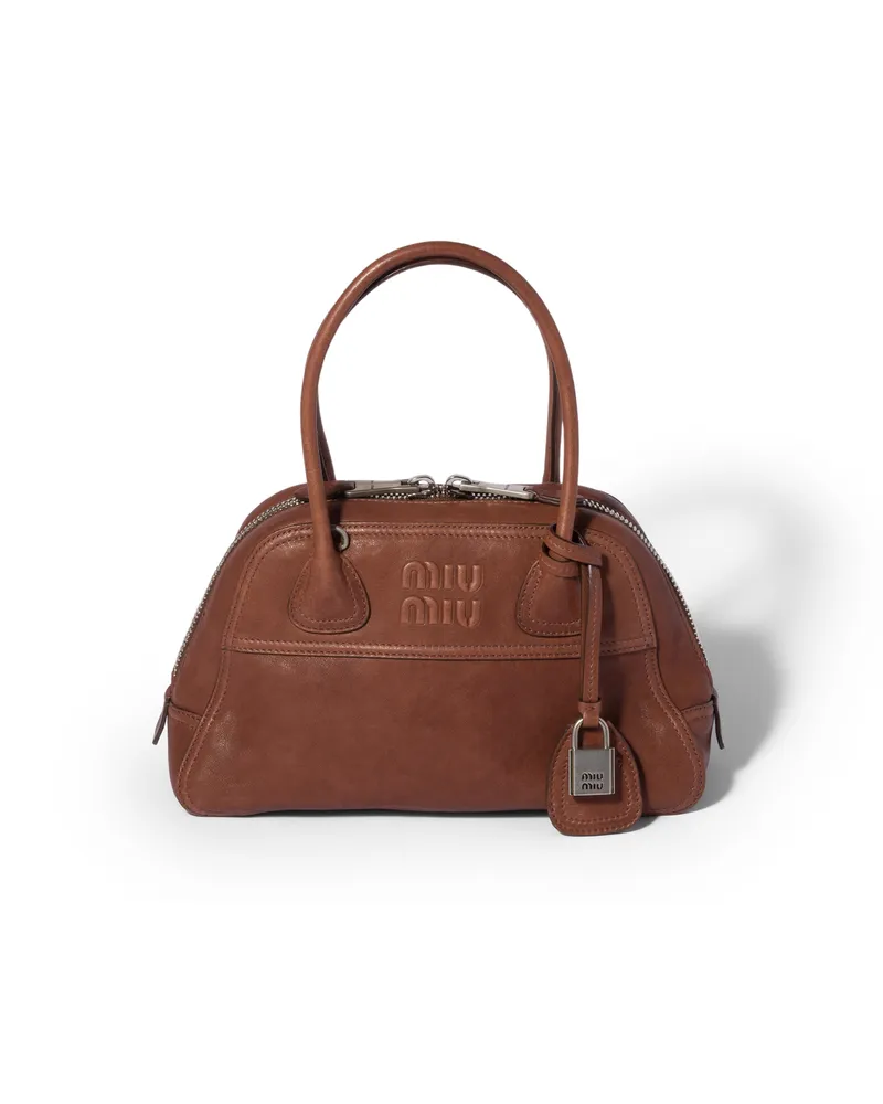 Miu Miu Vivant Tasche Aus Nappa-leder, Damen, Palisander Palisander
