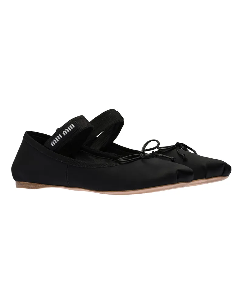 Miu Miu Ballerinas Aus Satin, Damen, Schwarz, Größe Schwarz