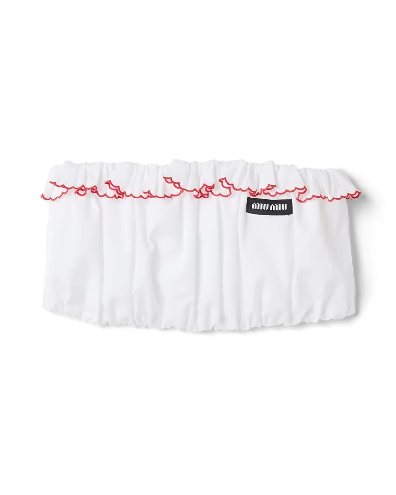 Miu Miu Besticktes Bandeau-top Aus Popeline, Damen, Weiss/rot/burgunderrot, Größe Weiss