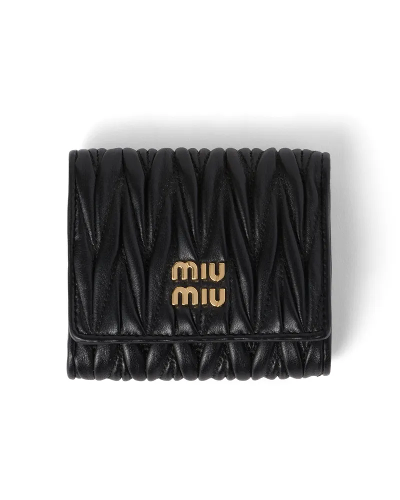 Miu Miu Kleine Geldbörse Aus Matelassé-nappaleder, Damen, Schwarz Schwarz